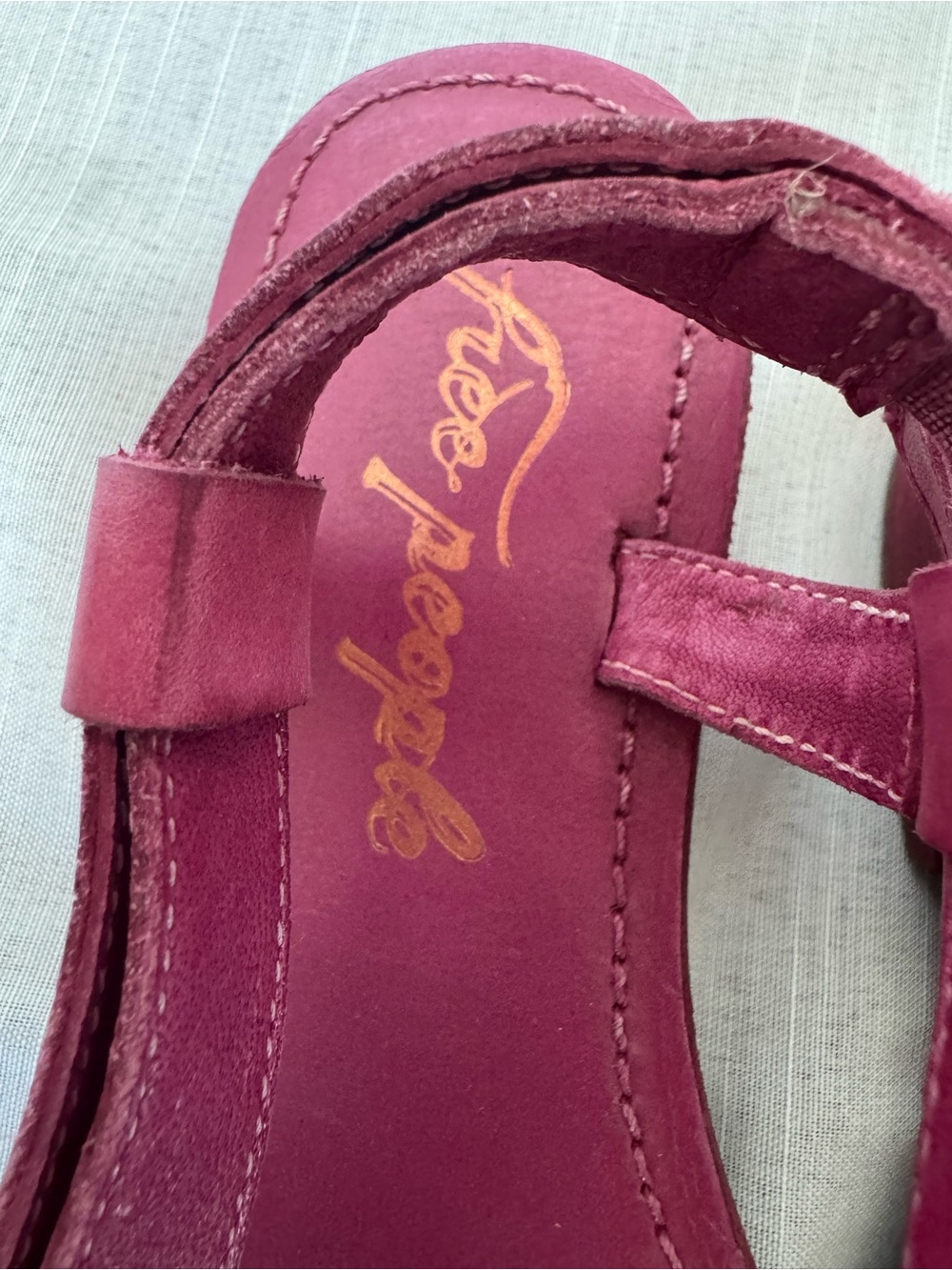 Free People La Risa Raspberry Leather Buckle Adjustable Strap Sandals Size 36/6 - Picture 9 of 9